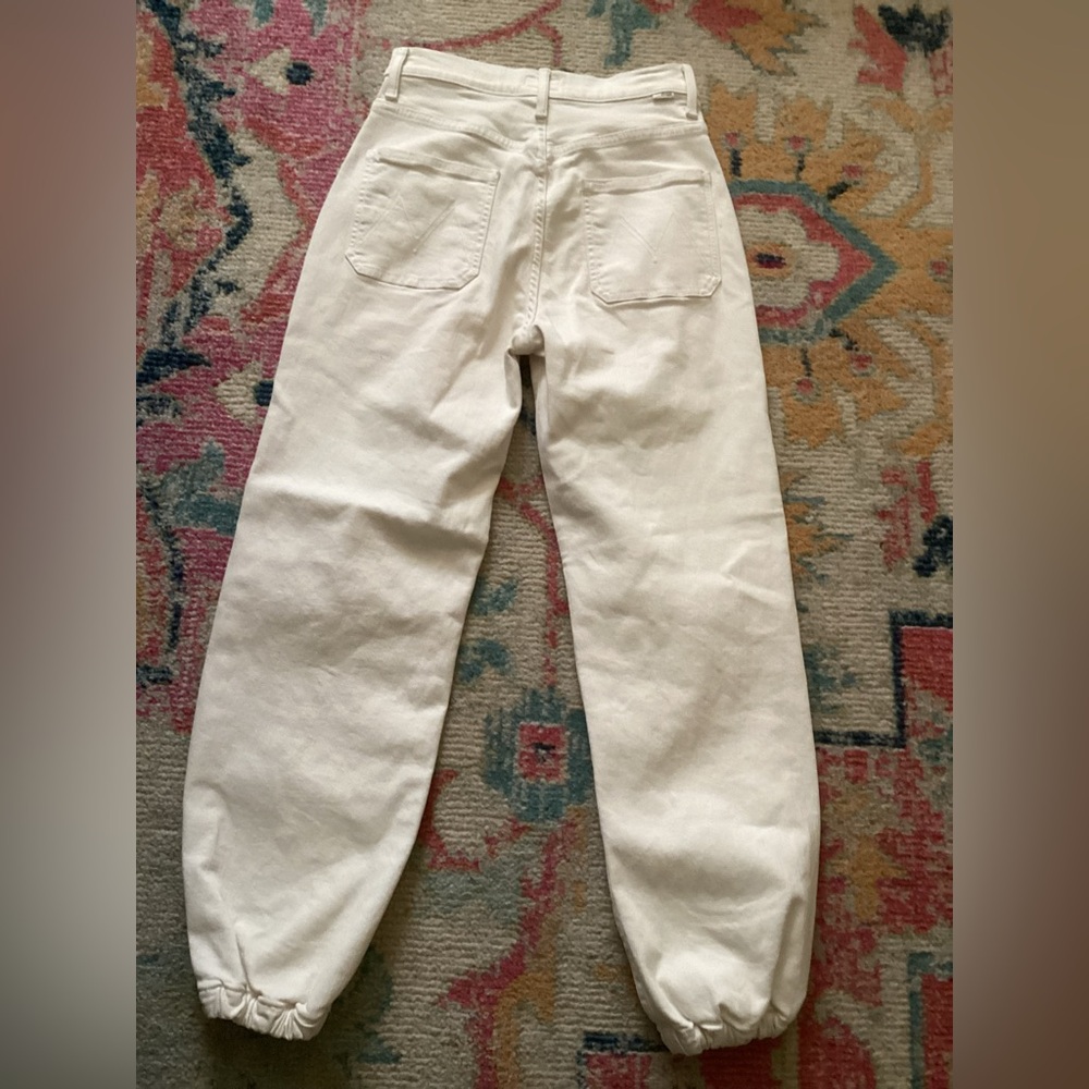 MOTHER Denim The Wrapper Patch Springy Ankle Jeans in Cream Puffs - Sz 28 - Picture 7 of 13
